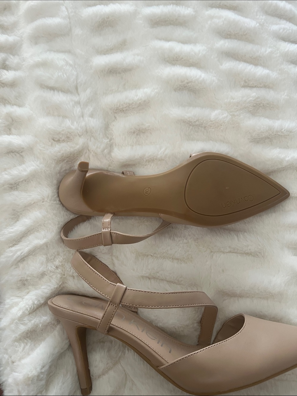 Calvin Klein Nude Pointed-Toe Slingback Heels - Picture 8 of 10